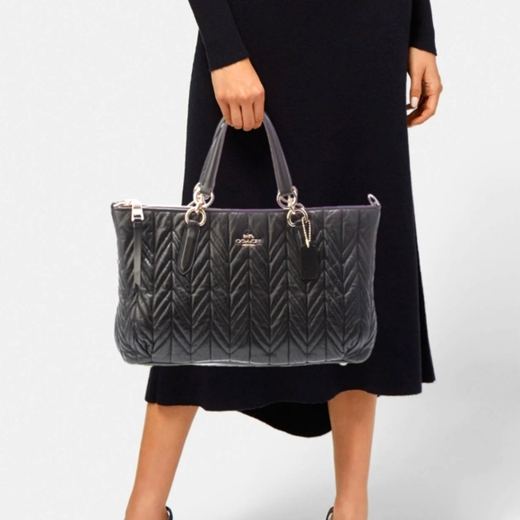 COACH Ally Satchel Black quilted Crossbody Hand Bag - Picture 15 of 15